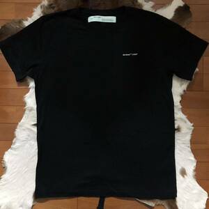 OFF WHITE(オフホワイト)ユーズド加工 offwhite ワンポイントロゴ LOGO 半袖カットソーシャツ（サイズL）ブラック/黒/22AW