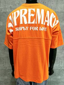 破格プライス　オレンジ　L　5分袖　バックアーチロゴ　ドルマンスリーブ　ビッグシルエットフットボールTシャツ　オーバーサイズ