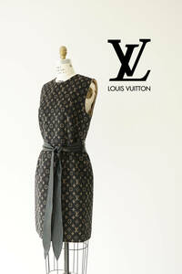 2021SS LOUIS VUITTON ルイヴィトン ウール×シルク ベルト付 モノグラム ノースリーブ ワンピース size40 RW211W QS3 FKDR15 0510051