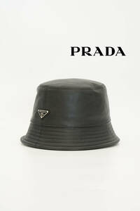 PRADA プラダ ラムスキン レザー トライアングル ロゴ バケット ハット 帽子 size XL 2HC137 0515606 