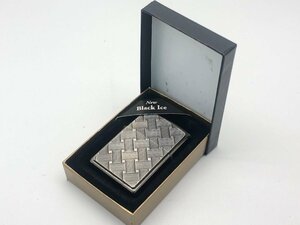 ■Zippo ワイヤーメッシュ オイルライター 2001年製 ブラック アイス 箱付き 火花あり 中古【UW050070】