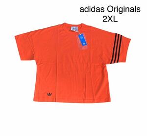 新品 正規品【adidas Originals】アディダスオリジナルス アディカラー Neuclassics 半袖Tシャツ オレンジ◆2XL◆ルーズフィット ゆったり