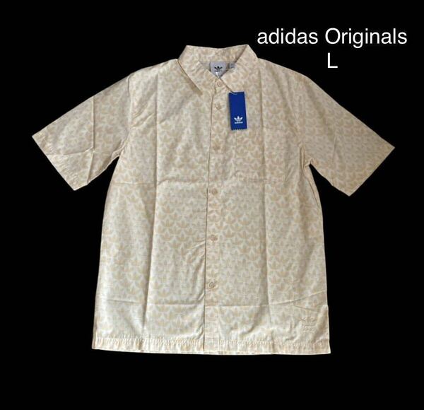 新品 正規品【adidas Originals】アディダスオリジナルス グラフィック モノグラム総柄プリントシャツ◆半袖シャツ◆L◆