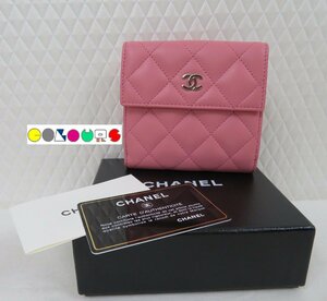 〔COLOURS〕 未使用・保管品■マトラッセ■Ｗホック財布■ピンク■ラムスキン■CHANEL