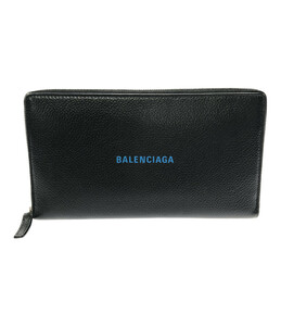 バレンシアガ ラウンドファスナー長財布 ブルーロゴ メンズ Balenciaga