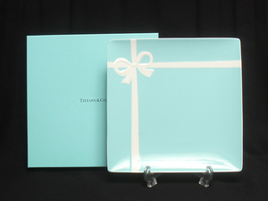 美品 ティファニー スクエアプレート 皿 24cm ブルーボックス Tiffany＆Co.