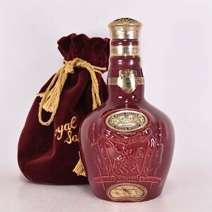 1円～★ロイヤル サルート 21年 赤 陶器ボトル ＊巾着袋付 ※ 375ml/ハーフ/774g 40% スコッチ ROYAL SALUTE F020098