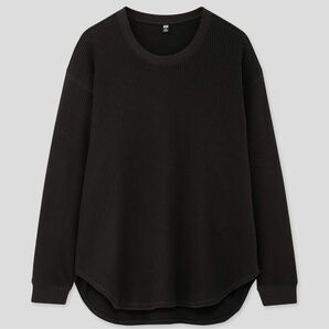 UNIQLO ユニクロ ワッフルクルーネックT (長袖)XL ブラック