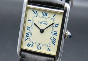 1 иен утиль * стандартный товар Cartier Cartier 690006 Must Tank LM голубой Rome n кварц Vintage женские наручные часы TTKLG5841