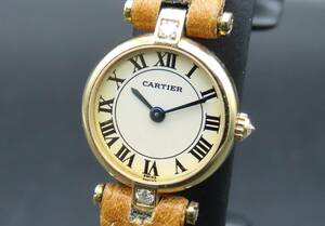 1 jpy ~! operation goods * regular goods Cartier Cartier 8057006 Vendome SM 18 gold YG pure gold gross weight 13.0g written guarantee attaching . lady's wristwatch TTKLG5655