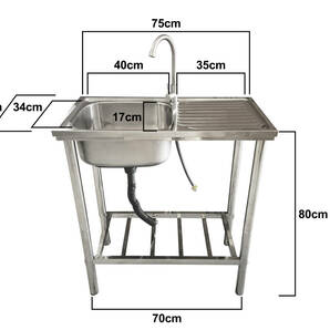 流し台 ステンレス製 流し水槽 屋外用 キッチン流し台 収納棚付き 作業台付き シンク ガーデン 蛇口単水栓付き アウトドアキッチンLS7540A の画像2