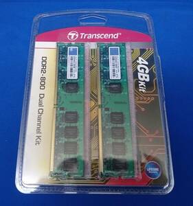 【未開封】デスクトップパソコン用メモリ DDR2-800(PC2-6400) 4GB(2GBx2) Transcend JM4GDDR2-8K