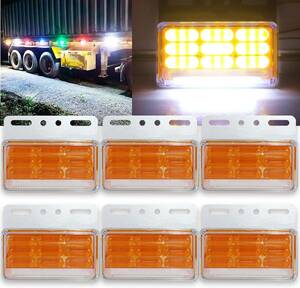トラック用 サイド マーカー 24v LED ダウンライト マーカー 高輝度 COB 49連 角型 防水 6個セット アンバー