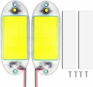 LED 車用室内灯 ルームランプ ホワイト 12V/24V兼用 ON/OFF スイッチ付き COB 55連 ネジ 両面テープ付き 長145mm 2個