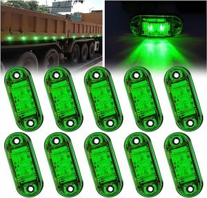 トラック用 サイド マーカー マーカーランプ led ２LED 車幅灯 路肩灯 リアサイドライト 高輝度 12V 24V 防水 10個セット グリーン