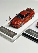 1/64 TIMEMICRO NISSAN 日産　GTR R34 ボンネット開閉可能　オレンジ　フィギュア付き_画像6