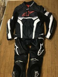 展示品 alpinestars 牛革レーシングレザーJKT+パンツ 日本サイズのM ブーツイン 身長165-170㎝前後/ウエスト幅76-80cm 