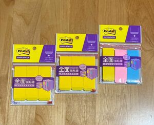 《新品》ポストイット　 Post-it 全面　強粘着　キレイにはがせる　付箋　ふせん　3個セット