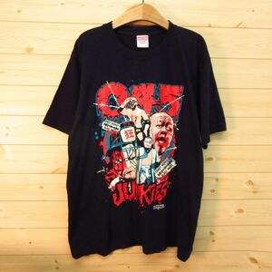 ◎045邪猿気違's ゼロヨンゴ・ジャンキーズ　PWJ 大日本プロレス サイン入り◆半袖 Tシャツ グッズ 格闘技◆メンズ 黒 Mサイズ◆A5077