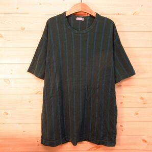 ◎COMME des GARCONS HOMME コム デ ギャルソン・オム◆半袖 Tシャツ ストライプ刺繍◆メンズ 緑系 約Lサイズ◆A5069の画像1