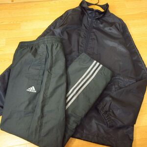 ◎使用少なめ！M-L 上下セット！adidas アディダス◆ウィンドブレーカー ジャケット&パンツ◆メンズ 濃紺x黒◆B4163