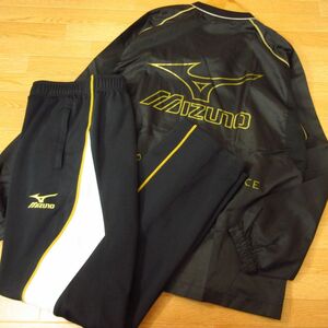 ◎美品！M 上下セット！MIZUNO ミズノ 野球◆薄手 ピステジャケット&ジャージパンツ◆メンズ 黒x金◆B4213