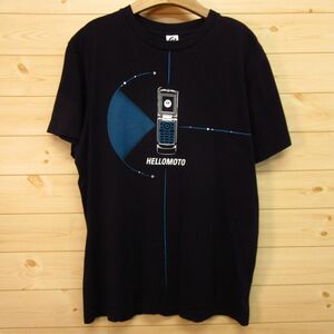 ◎UNIQLO ユニクロ MOTOROLA モトローラ社◆Tシャツ 半袖 コラボ 携帯 カットソー デカプリント◆メンズ 黒 Mサイズ◆A5146