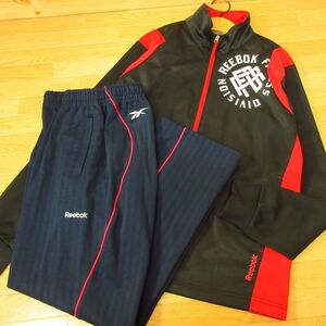 ◎使用少なめ！M 上下セット！Reebok リーボック◆ジャージ ジャケット&パンツ◆メンズ 黒x濃紺◆B4307