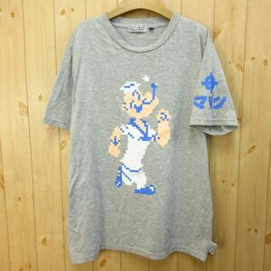 ◎POPEYE ポパイ◆半袖 Tシャツ マリン 8ビット ファミコン風 ゲームタッチ グッズ◆メンズ グレー Lサイズ◆A5285