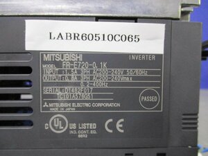 中古 MITSUBISHI INVERTER FR-E720-0.1K インバータ 200V(LABR60510C065)