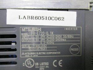 中古 MITSUBISHI INVERTER FR-E720-0.1K インバータ 200V(LABR60510C062)