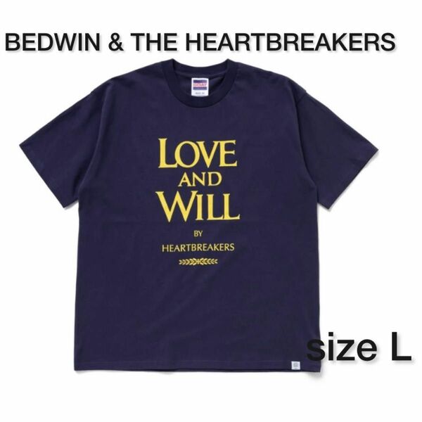 BEDWIN & THE HEARTBREAKERS S/S PRINT T "ROLLO"NAYY Tシャツ Lサイズ