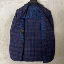 高級 UNITED ARROWS ユナイテッドアローズ シルク＆リネン混 チェック柄テーラードジャケット ネイビー×ボルドー 44/S相当 美品 E013_画像6