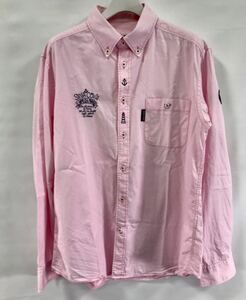 sinakoba long sleeve button down shirt pink plume . motif used L size 