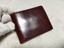 展示品 シェルコードバン 二つ折り財布 馬革 1円～ ホーウィン バーガンディ グレンフィールド HORWEEN SHELL CORDOVAN 無料匿名配送♪_画像9