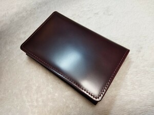 未使用品 宮内コードバン 1円～ カードケース 名刺入れ フライングホース 馬革 バーガンディ 赤茶 箱付 FLYING HORSE 正規 無料匿名配送♪