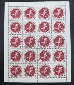 1964年　東京オリンピック募金　サッカー　１シート（5+5円×20枚）★ 未使用ＮＨ