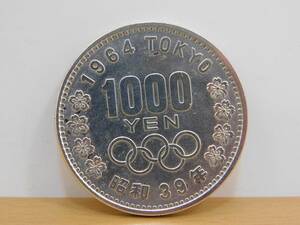 ( free shipping )1964 Tokyo Olympic 1000 jpy silver coin 1 sheets ( table ) Mt Fuji, Sakura ( reverse side ). wheel Mark, Sakura Showa era 39 year thousand jpy silver coin 