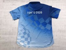 TOKYO 2020 東京オリンピック 夏季五輪 スポーツ ドライメッシュ 総柄 半袖ポロシャツ メンズ ポリエステル100% M 青_画像3