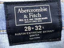 アバクロンビー＆フィッチ Abercrombie&Fitch ロールアップ アンクル丈 スキニー デニムパンツ ジーンズ レディース ストレッチ 29×32 青_画像2