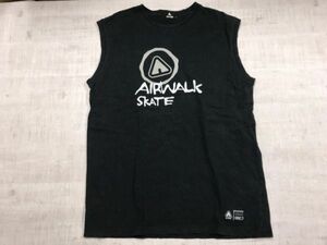 エアウォーク airwalk ロゴプリント オールド スケート ストリート ノースリーブ Tシャツ カットソー メンズ 大きいサイズ 3L 黒