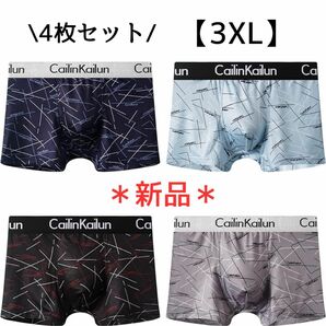 【hxsnow】 ボクサーパンツ メンズ 3XL 4枚セット 吸水速乾 前閉じ