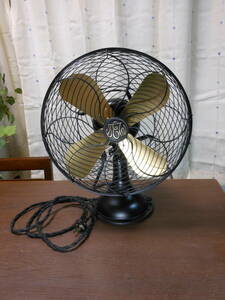  warehouse . war front old Shibaura electric fan brass 4 sheets wings that time thing operation goods quiet sound rare 