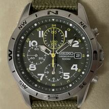 【SEIKO】　クロノグラフ 腕時計 海外モデル　カーキSND377P2_画像1