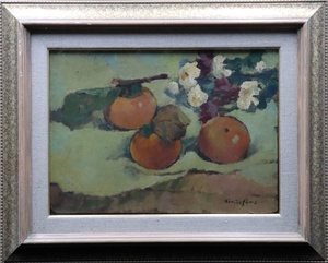 Art hand Auction [Sora] Guaranteed authentic, Kinji Tagawa Autumn Still Life, oil painting on board, size F4, signed and endorsed, framed, member of Shunyo-kai, founder of the Pan Art Association, member of the Shinko Art Association, C4D40.jD, Painting, Oil painting, Still life