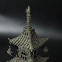 【宙】時代 銅製 仏塔 高34.3cm 1979g 佛塔 寺院祀品 置物 仏教美術 古美術品 C4IS03.m.C_画像3