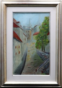 【宙】模写 モーリス・ユトリロ Maurice Utrillo「モンマルトル MONTMARTRE」油彩 M6号 サイン有 額装 11S03.j.2.1.E