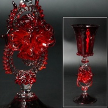 【宙】ムラーノガラス MURANO GLASS ワイングラス 高27.5cm ベネチアングラス ヴェネツィアングラス C4NJI25.m.C_画像1