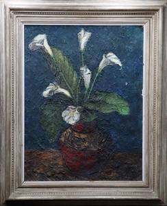 Art hand Auction [Sora] Guaranteed to be an authentic work Shigeru Yamakawa Flower painting Oil painting P15 Signed and endorsed Framed Member of Le Salon Awarded the highest gold medal Solo exhibition at a famous gallery in Paris C3NIS31.l.(200), Painting, Oil painting, Still life