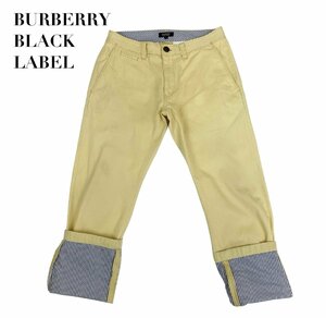 中古 バーバリーブラックレーベル BURBERRY BLACKLABEL コットンパンツ 綿パン イエロー メンズ サイズ76